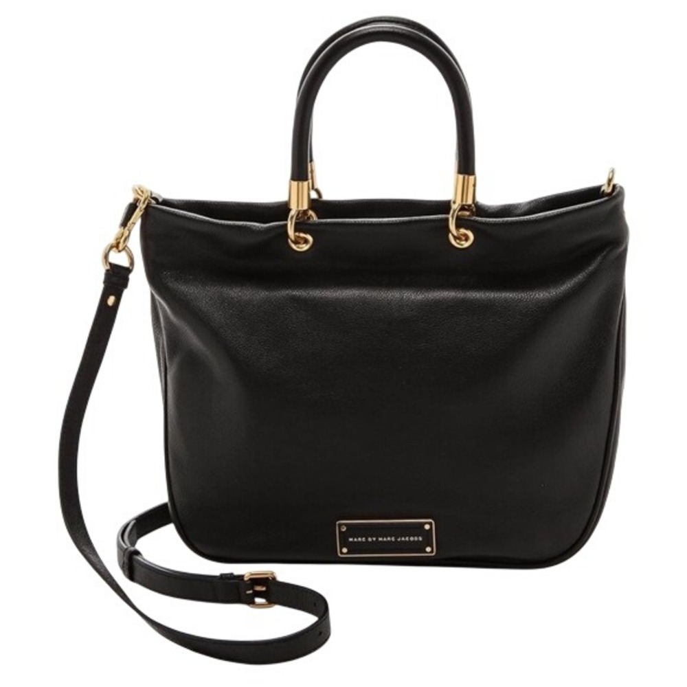 Marc by Marc Jacobs Too Hot To Handle Bentley Black Pebbled Leather Tote Gold